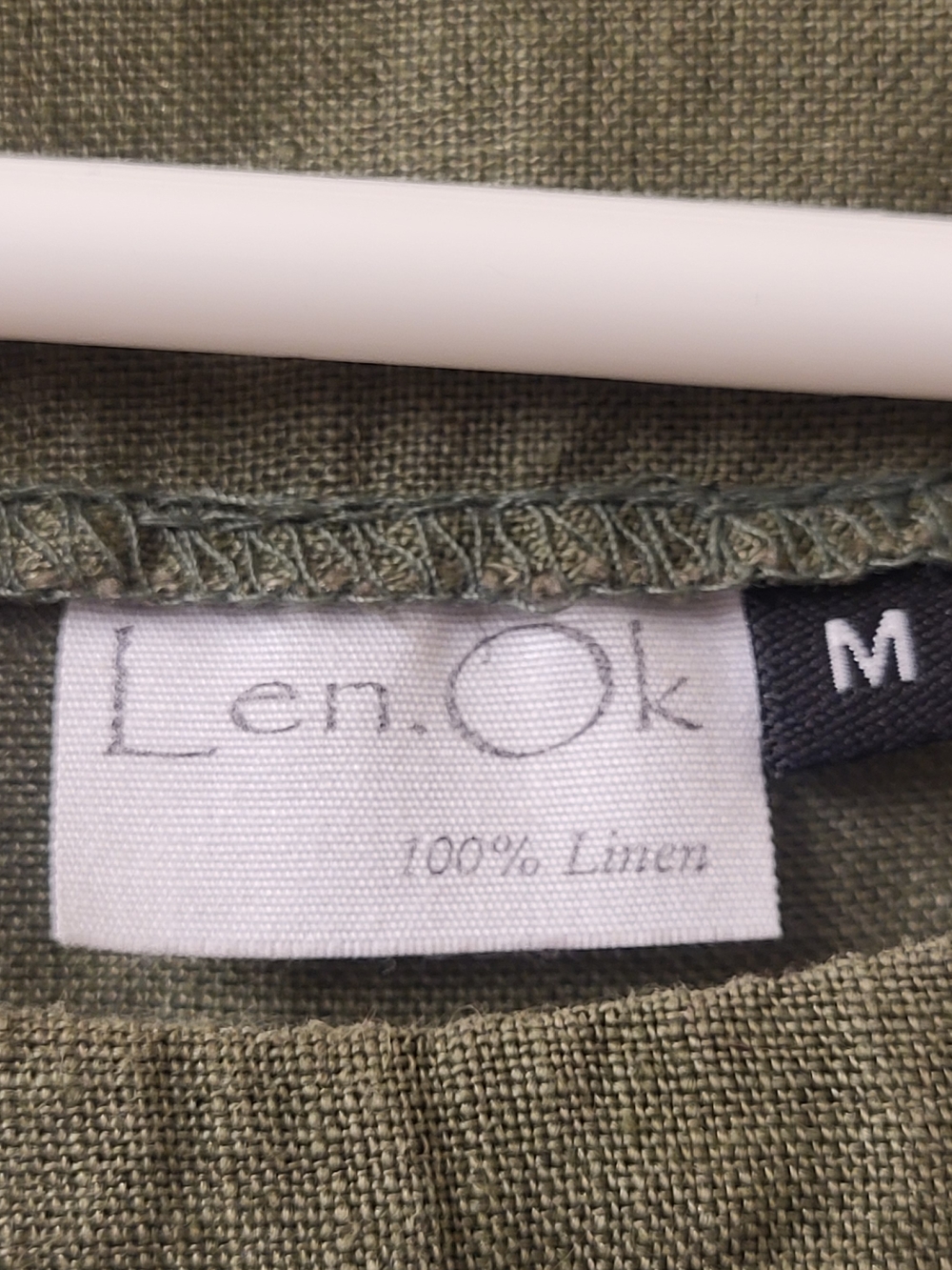 NWOT, LEN.ok Linen Khaki Green Linen Dress, Similar To Not Perfect Linen - Picture 4 of 16
